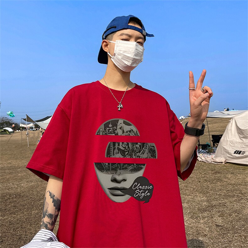 量大优供视频220克美式短袖t恤T2897得物直播有280克品质,男装T恤,电商A486
