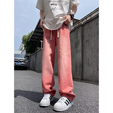 美式街头水洗做旧牛仔裤男宽松欧美高街vibe风长裤子N1097-P45，男装牛仔裤，星座308B-2