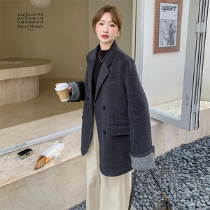 黑色高级感轻熟风90羽绒服女2025冬季新款韩系气质淡人西装外套图片