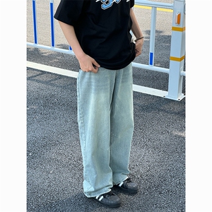 夏季新款港风美式高街潮流百搭设计感反穿休闲牛仔裤ZK3589-P55