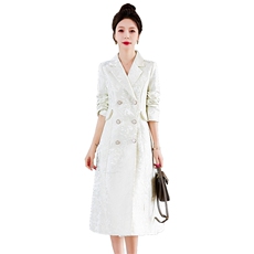 2023年时尚简约大方气质优雅双排扣中长款风衣，女装风衣，卡杰菲