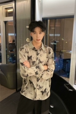 长袖衬衫男女花蝴蝶男扎染防晒设计感开衫情侣外套网图CS317-P38，男装防晒衣，星座302B