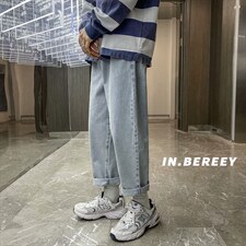 春夏新品直筒牛仔裤男潮流韩版简约百搭阔腿裤A080-9261-P35，男装牛仔裤，电商A080