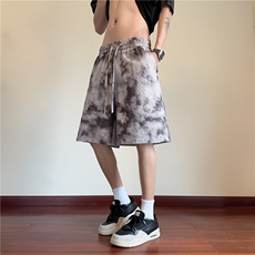 2025夏季新款潮流扎染泡泡格宽松五分裤B315-K25593-特p20控39，男装休闲裤，电商B315