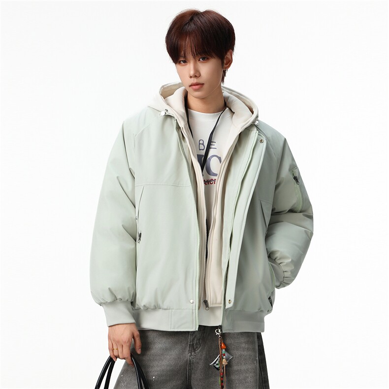 新款冬季大码羽绒棉服棉袄连帽假两件韩版宽松外套A436-2583-P95,男装棉衣,电商A436