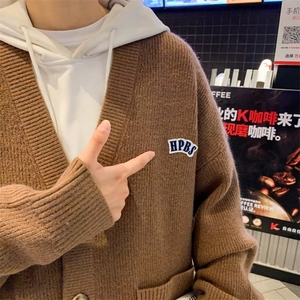 开衫毛衣男秋冬宽松慵懒风情侣针织衫外套oversize高街潮5535-p48图片