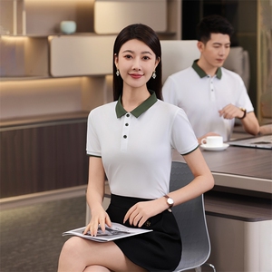 撞色翻领-男女同款舒适简约百搭修身T恤图片