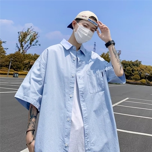 夏季新款衬衫潮流慵懒男方领衬衫 P33图片