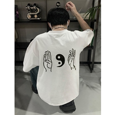 已做版权风八卦手重磅圆领新中式宽松休闲短袖t恤T69-P28，男装T恤，星座205-5