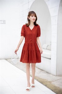 夏季镂空连衣裙,女装连衣裙,吉之红