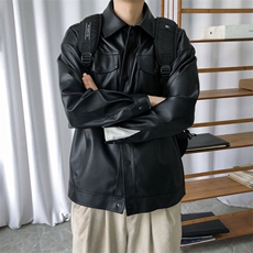 现货春装皮衣外套男时尚机车服休闲皮夹克-A607-P90加绒-P100，男装夹克，电商A351