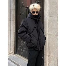 冬季加厚连帽棉服男纯色宽松休闲小众解构保暖面包服外套MF014，男装棉衣，星座1116A（原606A-3）