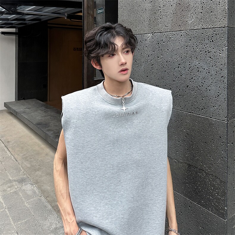 现货  坎肩无袖垫肩美式高级感潮男T恤 A071-T72-P38图片