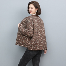时尚宽松花色棉服冬季保暖显瘦外套，女装棉衣/棉服，独衣靓