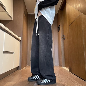 美式vibe牛仔裤男春季潮牌直筒宽松休闲裤水洗裤子男N0066-p48图片