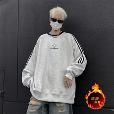 抖音得物供货提供视频秋冬重磅美式宽松织带圆领卫衣0323，男装卫衣，电商A486