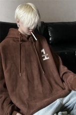 麂皮绒美式街头潮流多色百搭宽松连帽卫衣JK23426特批45-控78，男装卫衣，星座605(原A050)
