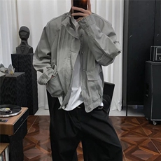 美式复古工装牛仔外套男春秋季宽松百搭休闲飞行员夹克W6668-P99，男装工装外套，星座412-1