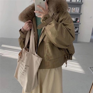 DG835韩范真狐狸毛领内搭防獭兔毛保暖派克服图片