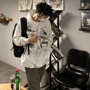 2025新款卫衣港风宽松简约连帽卫衣开衫男女同款潮流帅气百搭图片