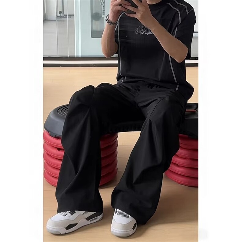 现货足美式黑色褶皱弯刀西裤K228/P45,男装西裤,星座205-3