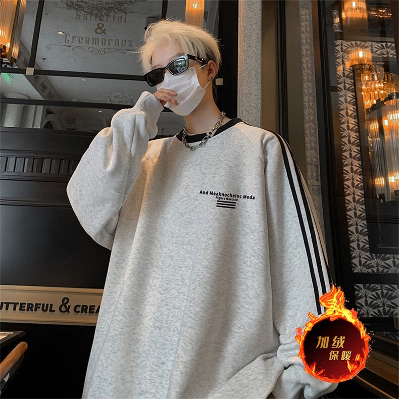 抖音得物供货 提供视频 秋冬重磅美式宽松织带圆领卫衣0331图片