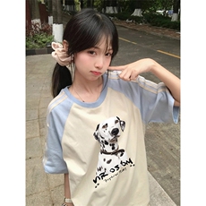 抖音得物品质二开240克宽松纯棉美式潮牌插肩三杠织带短袖T恤，男装T恤，电商A486