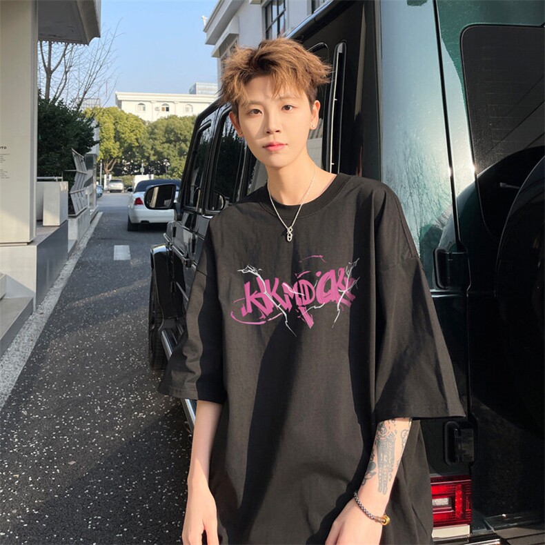 图案已注册夏季新款港风宽松短袖T恤男潮休闲半袖体恤衫D058/P25图片