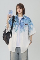 XZ-230-1CS513夏新款中性风简约轻奢扎染渐变休闲短袖衬衫P45控58，男装T恤，星座230-1