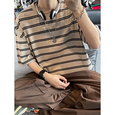 夏季圆领短袖男潮牌条纹宽松休闲透气时尚T恤上衣T3638-特价P30，男装T恤，电商A007