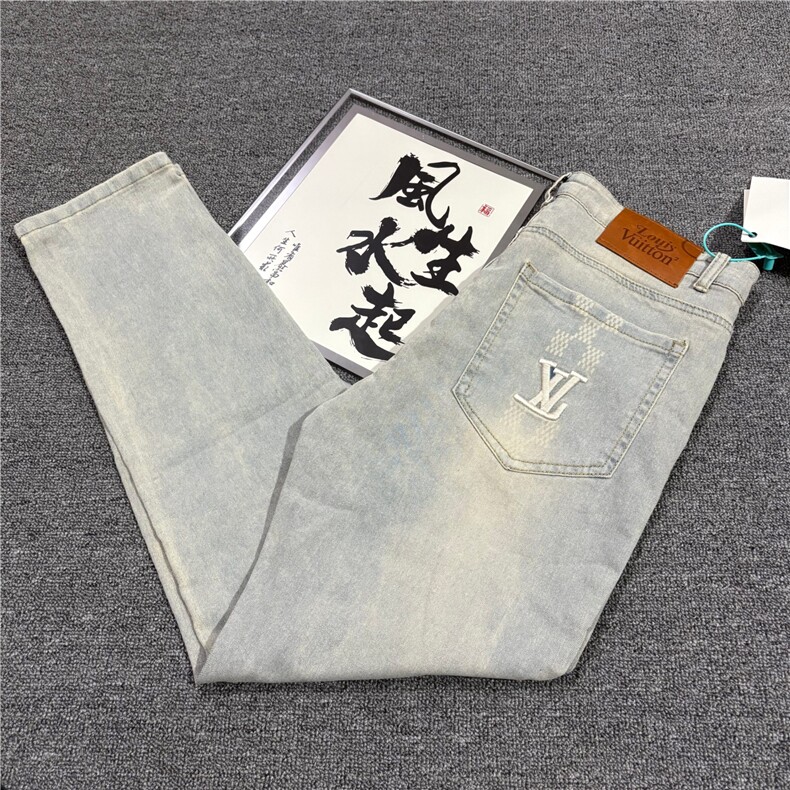 1506-1/KE101/P50高端烟灰色牛仔裤男潮牌时尚弹力修身高级感图片