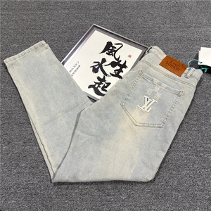 1506-1/KE101/P50高端烟灰色牛仔裤男潮牌时尚弹力修身高级感图片