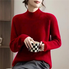 2025年秋季街头套头单件长袖半高时尚百搭通勤，女装羊绒衫，淘淘羊羊绒