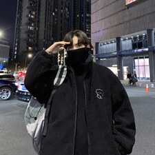 现货 羊羔毛冬季棉衣男宽松新款港风百搭加厚情侣棉服  W2270-P44图片