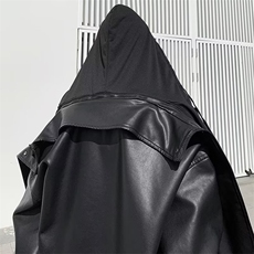 皮衣男季外套男装假两件机车皮夹克上衣KU900P95连帽可以拆卸，男装夹克，星座1116-2