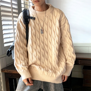 加厚圆领男毛衣复古麻花针织衫宽松打底衫M198-P50图片