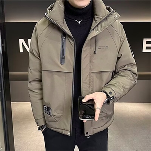 冬季新款男士棉衣外套加厚保暖连帽工装夹克潮流百搭休闲冲锋衣男图片
