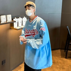 春季卫衣男生宽松休闲外穿潮流贴标圆领上衣体恤衫图片