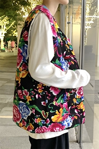 MJ204秋冬新款东北大花盘扣马甲大码男女装学生青少年棉衣坎肩潮图片