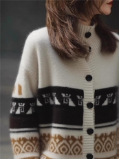 2025年秋季时尚百搭通勤简约休闲开衫，女装针织衫/毛衣，胜智羊绒