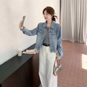 百搭长袖保暖时尚女短外套标准短款秋季女装薄款休闲春秋小个子图片