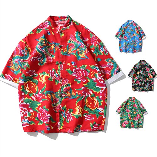 A8008网红炫民族风风夏东北大花短袖花衬衫衬衣外套男装大码，男装衬衫，星座115A(原星座507）