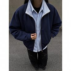 春季条纹拼接夹克美式立领时尚上衣外套男C64149-TP60108，男装夹克，电商A102