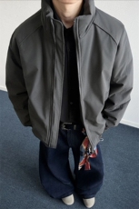 美式3D立体裁剪立领棉服男款秋冬季加厚保暖深灰色飞行员夹克棉衣，男装夹克，电商A001-1