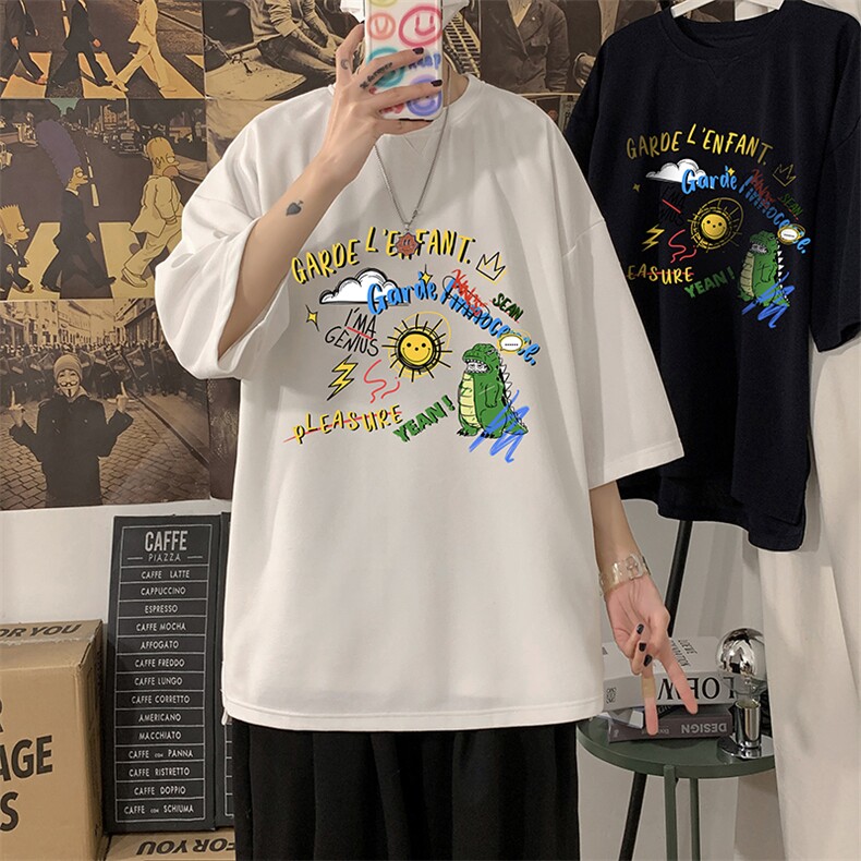 Q11219-P30 春夏季七分袖t恤男大码五分袖男短袖中袖图片