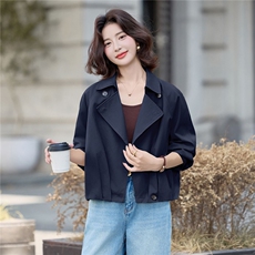 2025年秋季短款风衣外套翻领风衣，女装短外套，慕依路