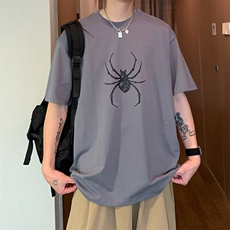 2024新款夏季潮牌插肩袖纯棉T恤男女士短袖宽松半袖美式复古上衣，男装T恤，星座716-2