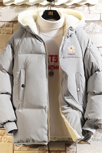 MY16059-P100 加厚加绒连帽衣男大码服男面包服男 砖墙挂拍图片