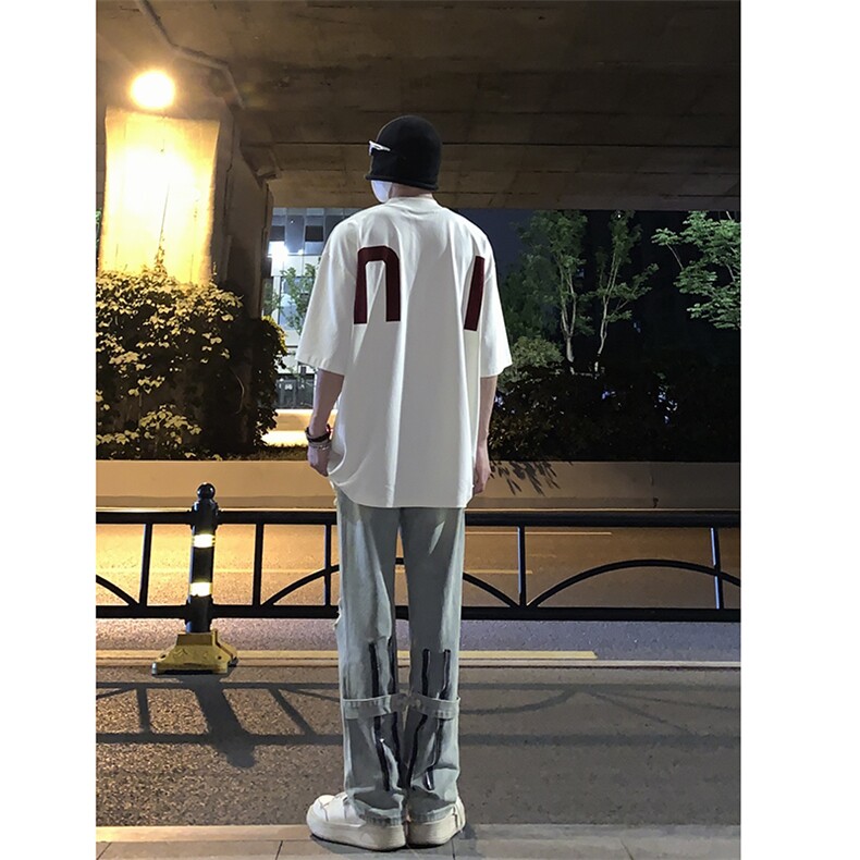 B221 美式ins高街暗黑系小众拉链直筒牛仔裤 LK23073-P65 控88图片