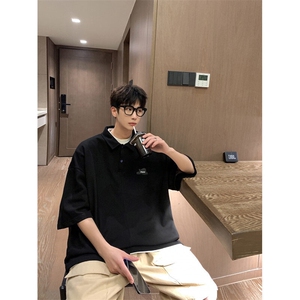 2025夏季新款 字母云朵小标学院风男士短袖POLO衫T恤T974/P45控58图片